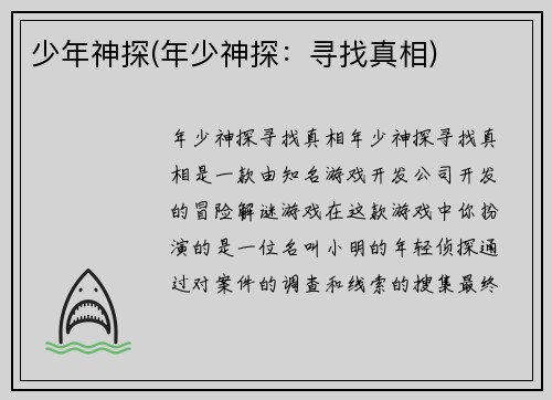 少年神探(年少神探：寻找真相)